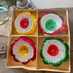 Vintage Floral Layered Foil and Glass Ornaments - Multicolor